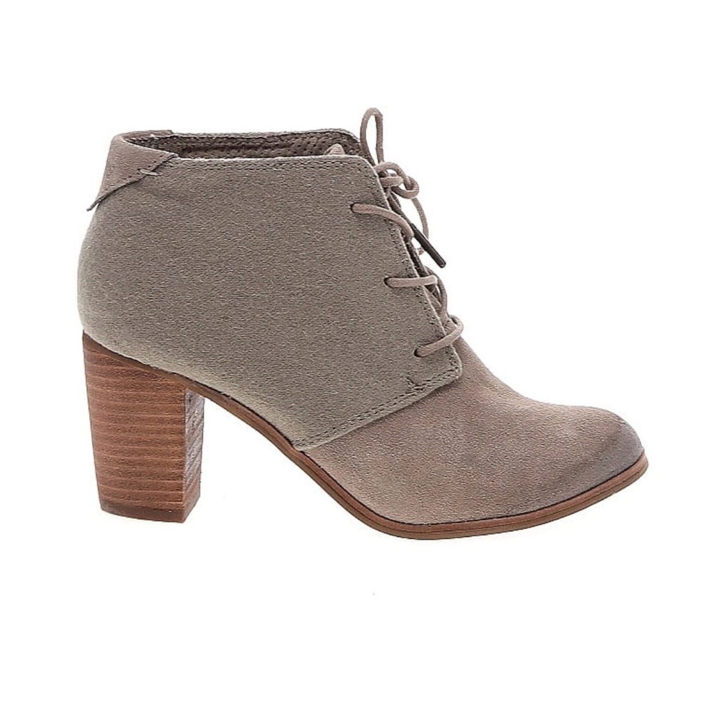 TOMS Lunata lace-up taupe suede/wool boots - size 7